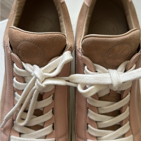 Chloe Pink and White Scalloped Sneakers - Picture 5 of 6